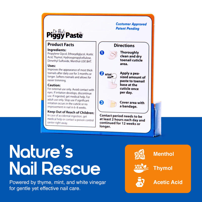 Dr. Paul's Piggy Paste Gel: Fast Acting Solution for Thick, Brittle, Yellow Nails, Restores Clear, Healthy Toenails & Fingernails, Easy, Mess Free Application Doctor Recommended Formula 0.8 Ounce (Pack of 1) - BeesActive Australia