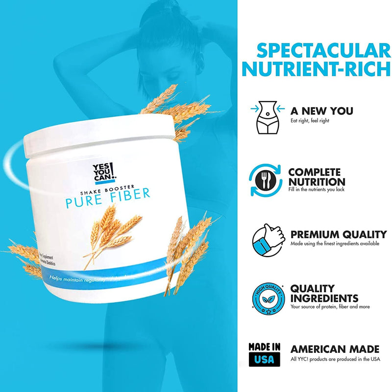 Yes You Can! Meal Replacement Shake, Pure Fiber, 15 Servings, 4 Pack | 20g protein, 4g fiber, 21 vitamins & minerals, 0g added sugar, all-in-one nutrition 30 Servings (2 Pack)