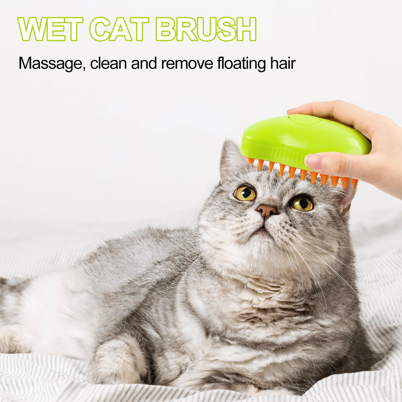 Byffoer Cat Steamy Brush, Steam Cat Brush Cat Brush with Steam, 3-in-1 Steam Brush for Cats Steam Brush for Cats Steamy BrushKatze Steamy Cat Hair Brush for Long Hair and Short Hair (Green) Green - BeesActive Australia
