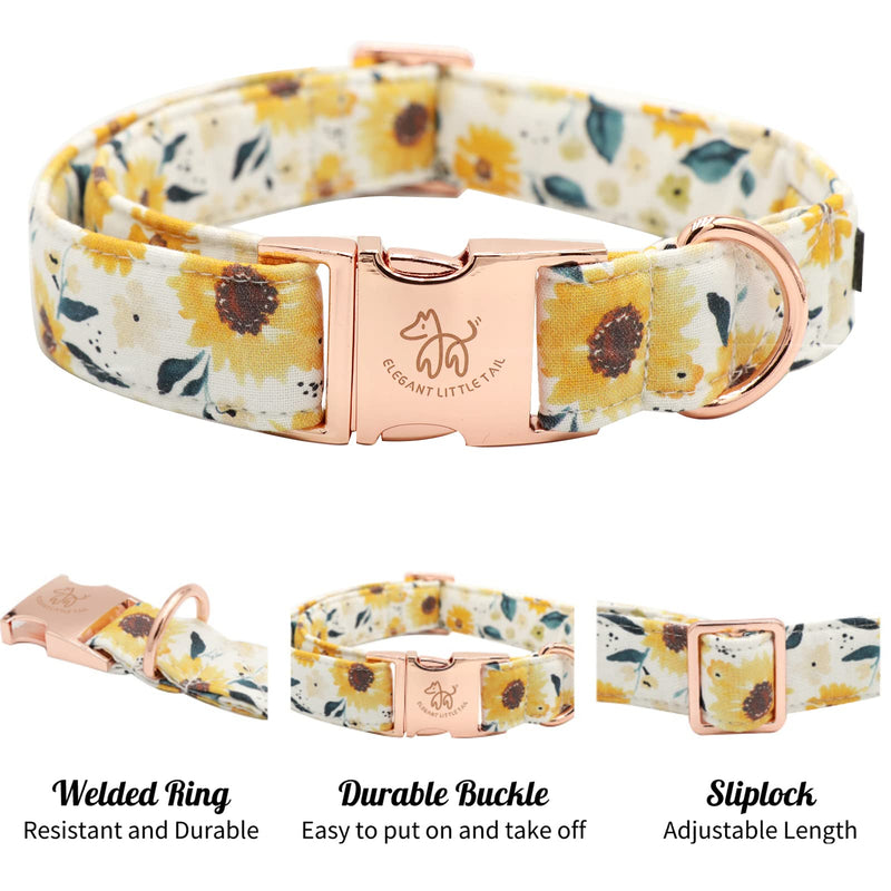 Elegant little tail Dog Collar, Sunflower Pattern Pet Collar Durable Cute Dog Collars Summer Fall Female Pet Gift Adjustable Dog Collar for Medium Dogs Medium (Pack of 1) - BeesActive Australia