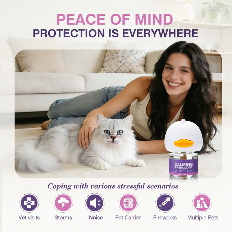 Tcllka Cat Calming Pheromone Diffuser Effectively Relieve Anxiety Stress Cat Calming Diffuser Comfort for Cats Refill Reduce Fighting Spraying and Scratching Calm Relaxing 48ml/Bottle Fits All Cats Purple
