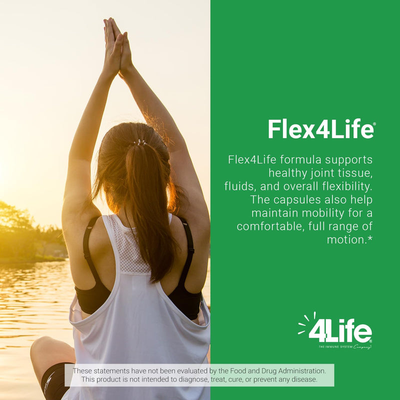 4Life Flex4Life Mobility Support with Turmeric Boswellia, 90 Capsules | Terminalia chebula, Hyaluronic acid, Flexibility, Muscle, Bone Support, Joint Support, Range of motion, Fluid balance