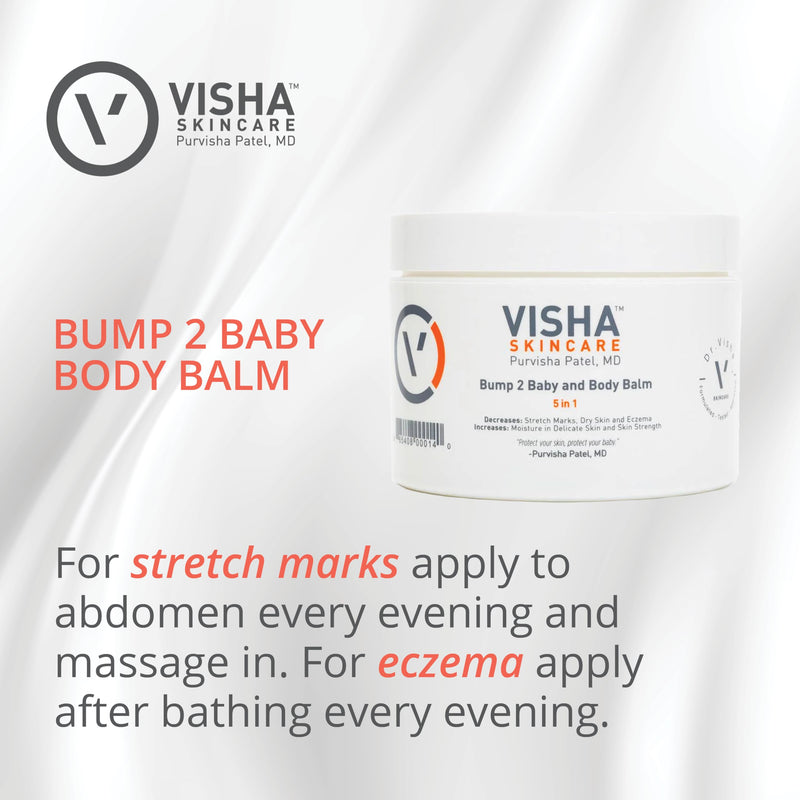 Visha Skincare Bump 2 Baby 5 in 1 Multitasking Body Balm, Soothes and Relieves Dry, Itchy Skin and Stretch Marks, Safe to Use During Pregnancy and Nursing and for Baby Massage 10 oz 10 Ounce (Pack of 1) - BeesActive Australia