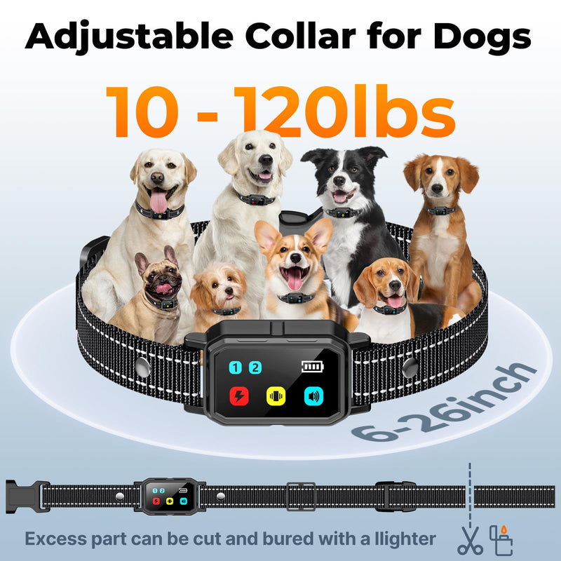 AI Dog Shock Collar 2 Dogs (10-120Lbs) - 3300FT Dog Training Collar with Remote, IPX7 Waterproof Collar with Beep, Vibration, Safe Shock for Large Medium Small Dogs, Keypad Lock and Flashing Light Black - BeesActive Australia