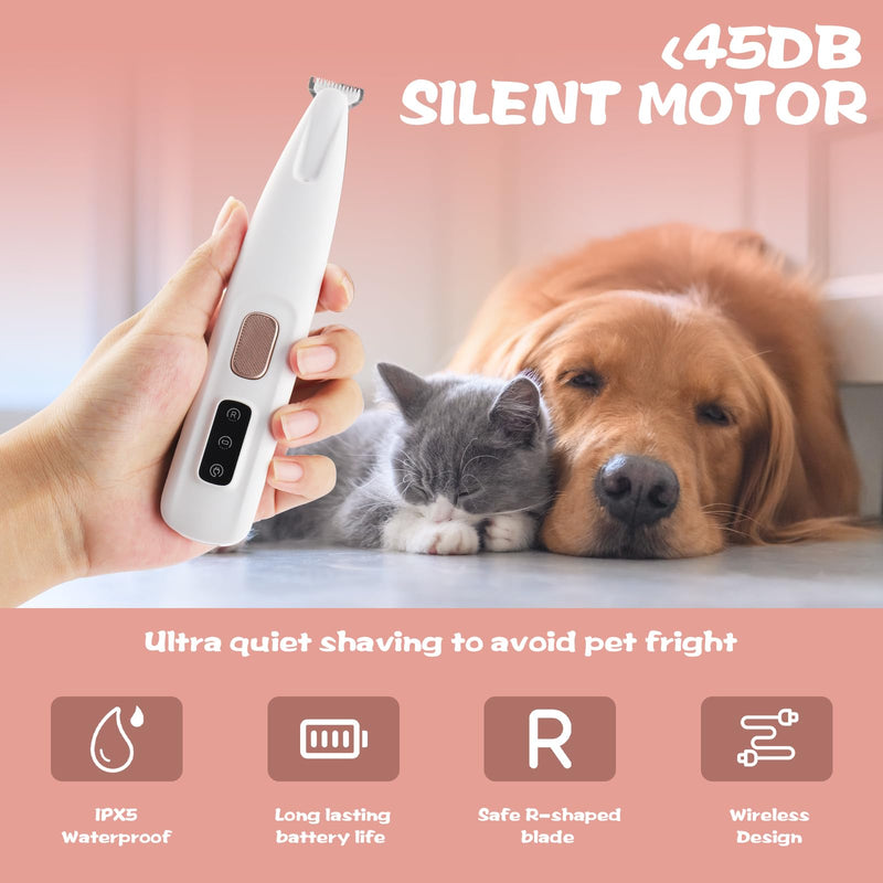 Paw Trimmer for Dogs, Beihre Dog Clipper with LED Light IPX5 Waterproof Clipper Dog Wireless Dog Paw Trimmer for Dogs Cats Paws, Eyes, Ears, Face, Body - BeesActive Australia