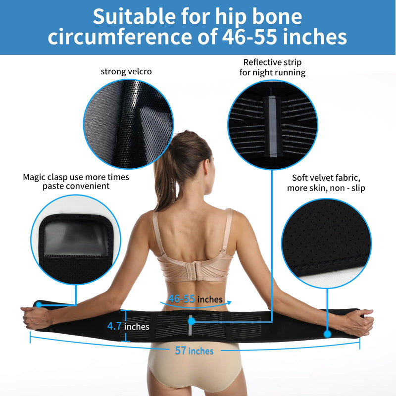 SUNFATT Sacroiliac SI Joint Belt for Women,Hip Brace for Women and Men Pain Relief & Stabilization,Plus Size Lower Back Support for Sciatica,Pelvis,SI Joint & Hip Pain (Fits Hip 43"-57") 4.7'' wide,43-57" Hip 43-57" Hip
