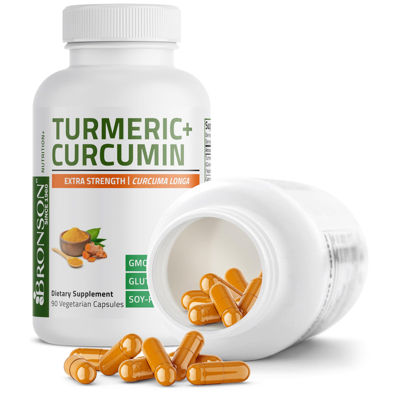 Bronson Turmeric Curcumin Extra Strength - Antioxidant, Joint & Digestion Support with BioPerine, Non-GMO, 90 Vegetarian Capsules Unflavoured 90 Count (Pack of 1)