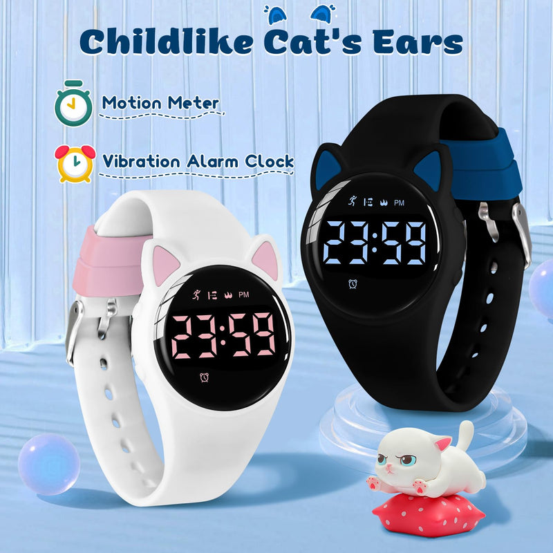 Kids Digital Watches for Girls Boys, Sports Watch with Fitness Tracker, Pedometer, Alarm Clocks, Stopwatch, No App Needed & Waterproof Kids Watch, Gift for Teens Girls Boys Ages 5-14 T6F-BlackBlue-Y
