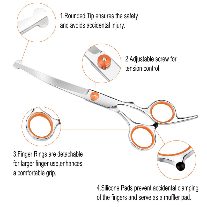 Dog scissors with round safety tip, 7.3'' dog grooming scissors made of stainless steel for dogs, cats - BeesActive Australia
