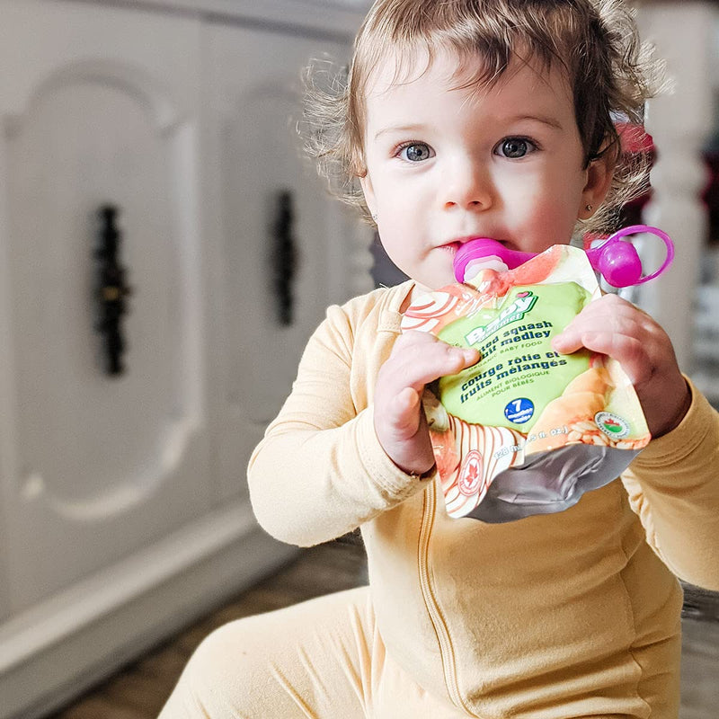 ChooMee SoftSip Food Pouch Top | Baby Led Weaning | No Spill Flow Control Valve, Protects Childs Mouth, 100% Silicone, BPA Free | Swirl Colors, 4 CT - BeesActive Australia