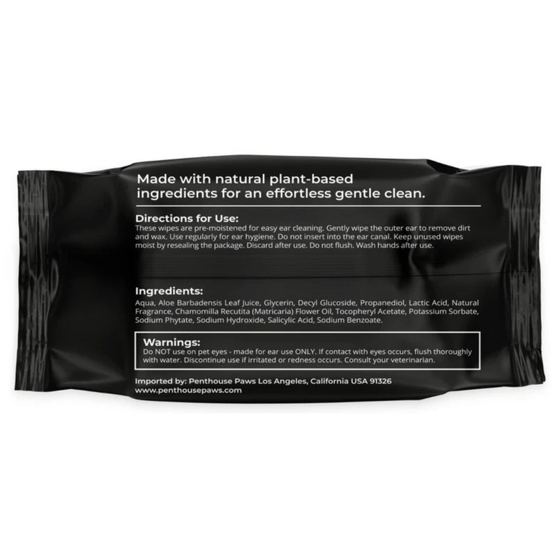 PENTHOUSE PAWS Pet Ear Wipes for Dogs & Cats, Unscented Ear Cleaning Wipes with Aloe Vera & Witch Hazel, Alcohol-Free Extra Large 8”x6” Wipes for Removing Wax, Dirt & Odor, 80 Count
