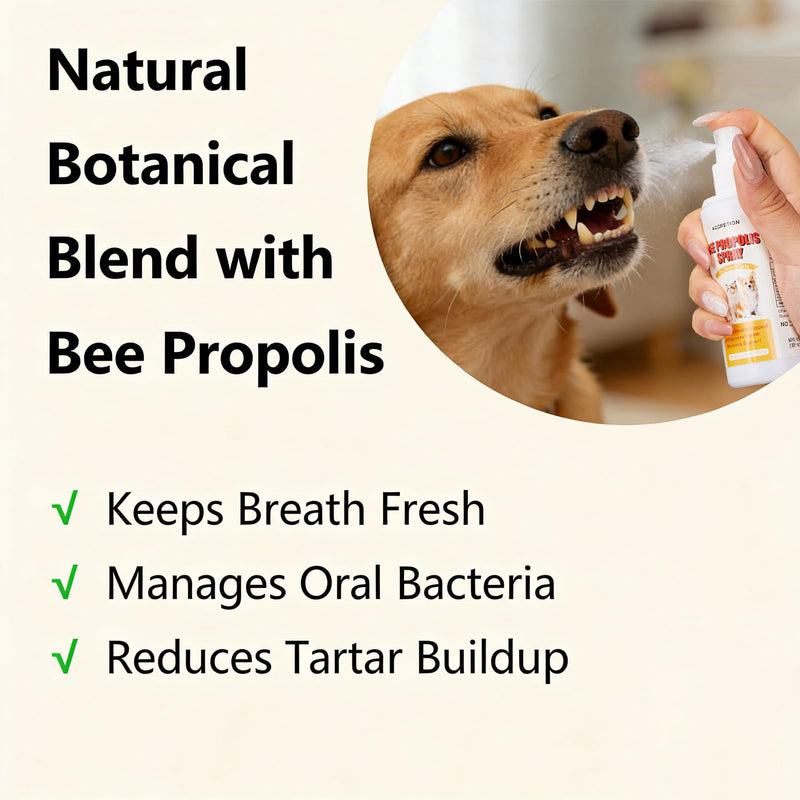 Bee Propolis Oral Spray for Dogs & Cats – 3.4 fl oz Gum Relief for Gingivitis, Reduce Plaque & Bad Breath, Post-Surgery Healing Support, Immune System Boost, Pet Dental Care