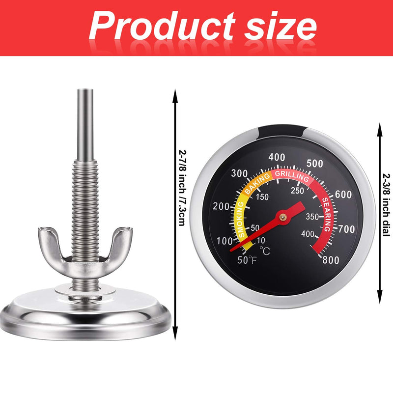 Frienda 3 Packs Charcoal Grill Temperature Gauge Thermometer Gauge Wood Barbecue Charcoal Grill Thermometer Heat Indicator for Lamb Beef Meat Cooking, 2-3/8 Inch Dial and 2-7/8 Inch Stem 1