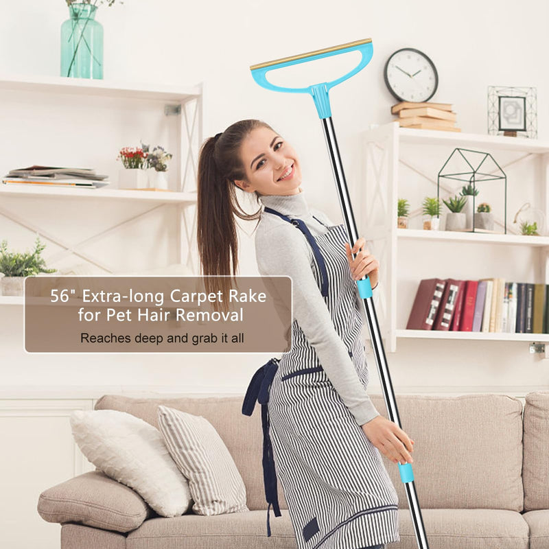 Carpet Rake for Pet Hair Removal, Pet Hair Removal Tool Set of 2, 56” Long Handle Carpet Pet Hair Removal Carpet Scraper Dog Cat Hair Remover for Sofa, Couch, Car, Rug,Stairs - BeesActive Australia