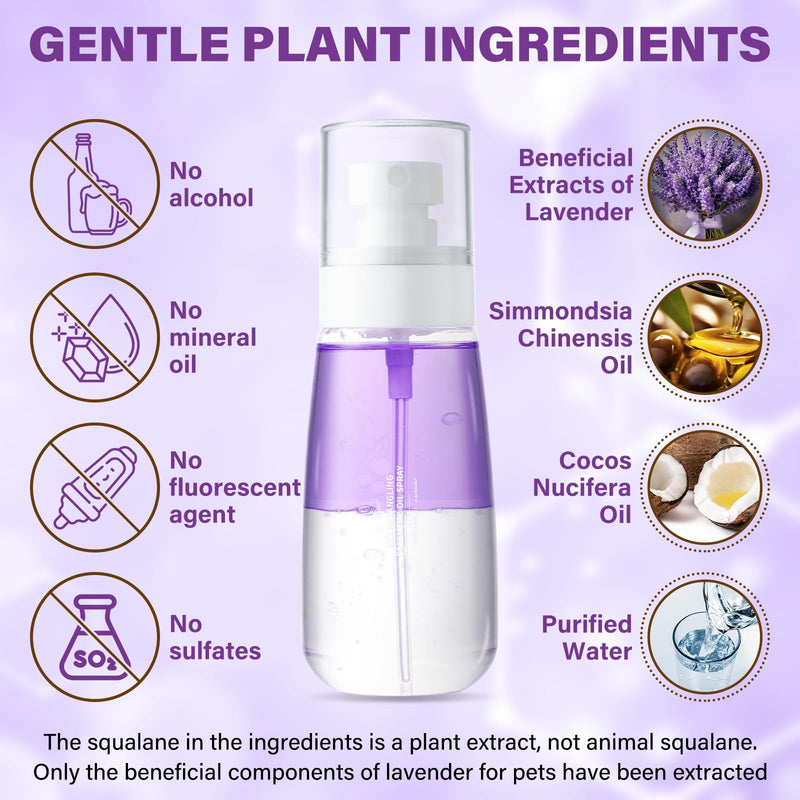 Pet Detangler Spray - Leave in Conditioner for Dogs & Cats -Tangle Remover Perfect for Doodles Shines Reduces Shedding Moisturizing with Coconut Oil, Jojoba Oil Lavender Scent 3.38fl - BeesActive Australia
