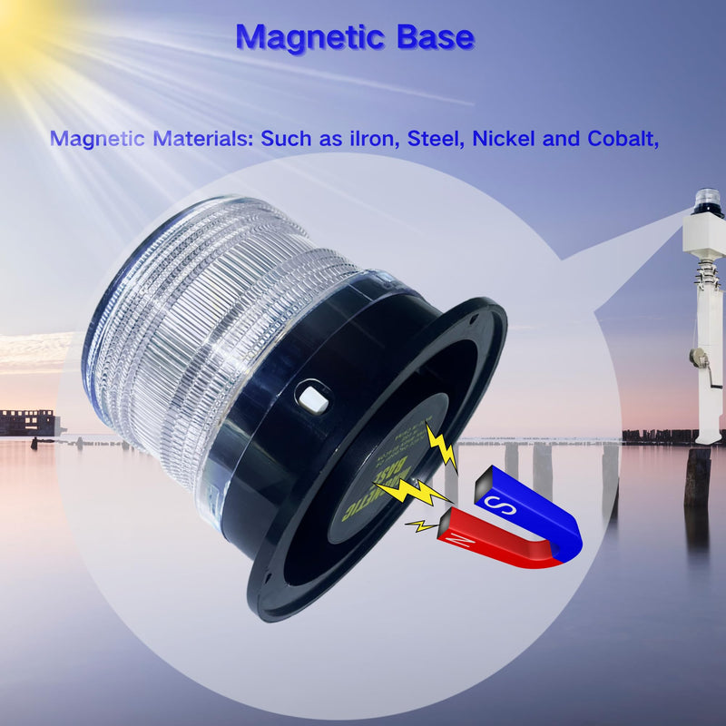 Cloud Fire LED Anchor Light for Boat Yacht, Magnetic Solar Powered Navigation Lamp, IP65 Waterproof & Dustproof, Strobe Warning Light, PC Material,4 Modes (Flashing, Strobe, Steady,Rotation), White White light