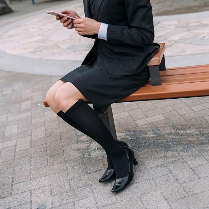 Compression Socks Slim Walk Leg High Socks ML Black AskDoctors Calf Sole Arch Support - BeesActive Australia
