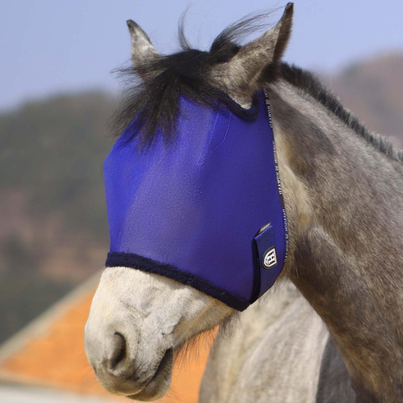 Harrison Howard All-Round Mesh Horse Fly Mask UV Protective with Fleece-Padded Edging Deep Navy L Full (Large) - BeesActive Australia