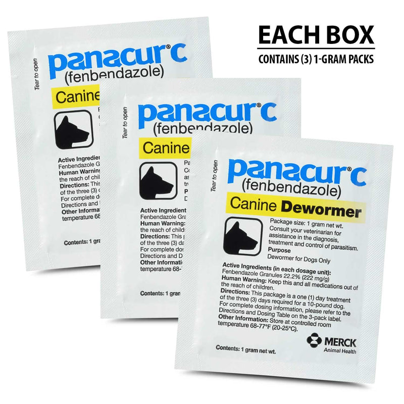 Panacur C Canine Dewormer Treatment Three 1-Gram Packets, Each Packet Treats 10 lbs