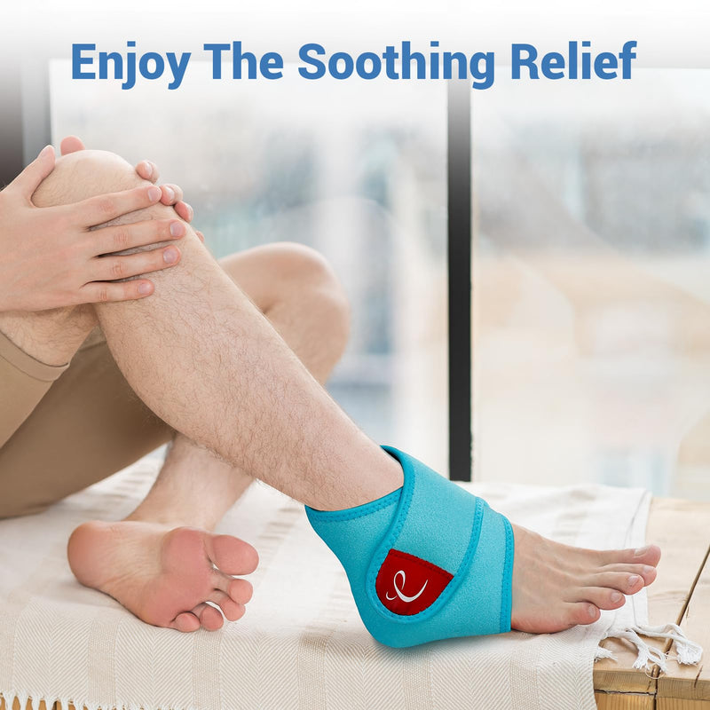 Comfytemp Ankle Ice Pack Wrap Brace for Swelling, Foot Pain Relief, 2 Gel Packs for Injuries Reusable, Hot Cold Compress Therapy for Plantar Fasciitis Relief, Heel Spur, Achilles Tendonitis, Swelling Ankle Ice Pack Wrap (1 Wrap + 2 Gel Ice Packs)