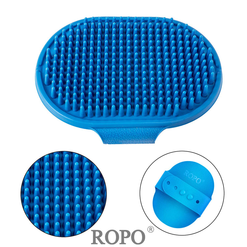 ROPO Dog Grooming Brush, Pet Shampoo Bath Brush Soothing Massage Rubber Comb with Adjustable Ring Handle for Long Short Haired Dogs and Cats 2pcs - BeesActive Australia