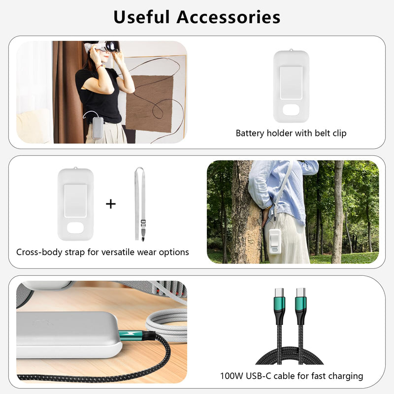 Hard Travel Case for Apple Vision Pro, Apple VR Vision Pro Accessories Bundle Set with Compact Carrying Case, Battery Holder, 100W Fast Charging Cable, and Various Accessory Practical Kit, Gray - BeesActive Australia