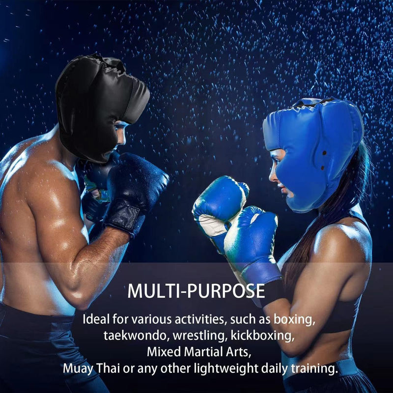2 Pack Boxing Headgear Equipment for Taekwondo, Sparring, MMA, Muay Thai - Safety Helmet Protective Gear for Men Women Beginners Black,Blue