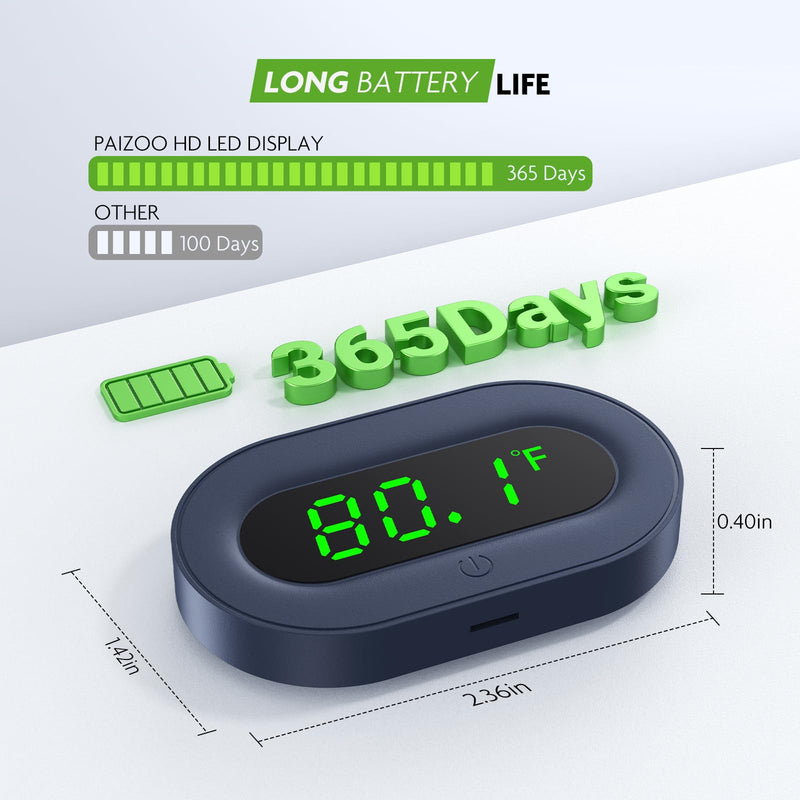 PAIZOO Aquarium Thermometer Digital, LED Display Fish Tank Thermometer Stick On Highly Accurate to ±0.9℉, Wireless Temperature Measurement for Fish, Betta, Aquatic, Replaceable Battery Green Display