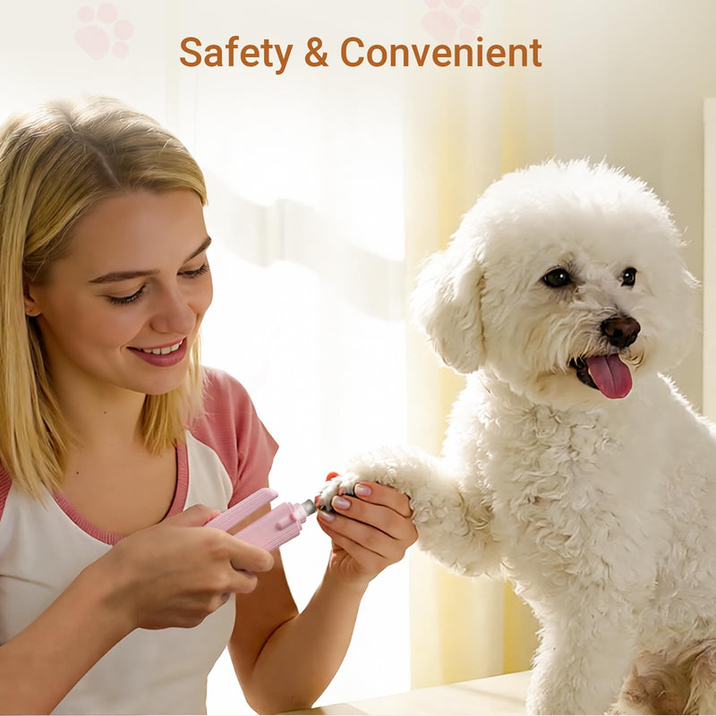 2 in 1 Cat & Dog Nail Clippers Grinder with Lights, Quick Sensor Safety Guard & Ultra-Quiet USB Rechargeable Cat & Dog Nail Trimmers, Dog Nail Grinder with 2 Bells for Women(Pink) - BeesActive Australia