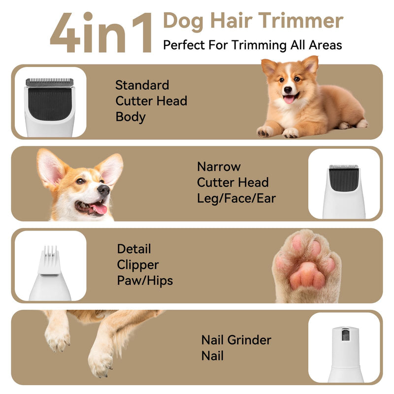 6-in-1 Quiet Dog Paw Trimmer and Nail Grinder with Stainless Steel Scissor & Comb, Long-Lasting Dog Grooming Clippers Kit, Rechargeable Dog Nail Trimmers with IPX7 Waterproof - BeesActive Australia
