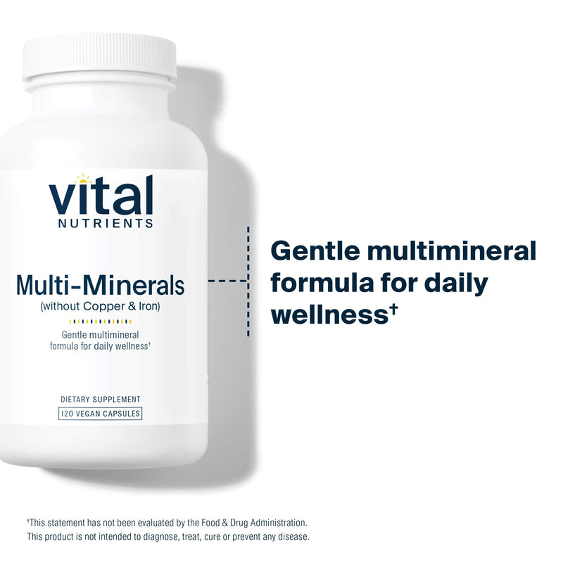 Vital Nutrients Multi-Minerals | Citrate/Malate Formula (No Copper or Iron) | Vegan Daily Multimineral | Gluten, Dairy, Soy Free | Non-GMO | 120 Capsules