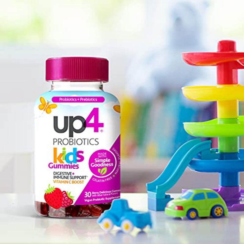up4 Kids Probiotic Gummies with Prebiotics & Vitamin C, for Ages 3+, 30 Ct | Gut Health & Digestive Support*, Berry-Flavored, Daily Probiotic For Kids, Ages 3+, Gelatin-Free, Shelf-Stable Formula Kids Probiotic (30 Count)