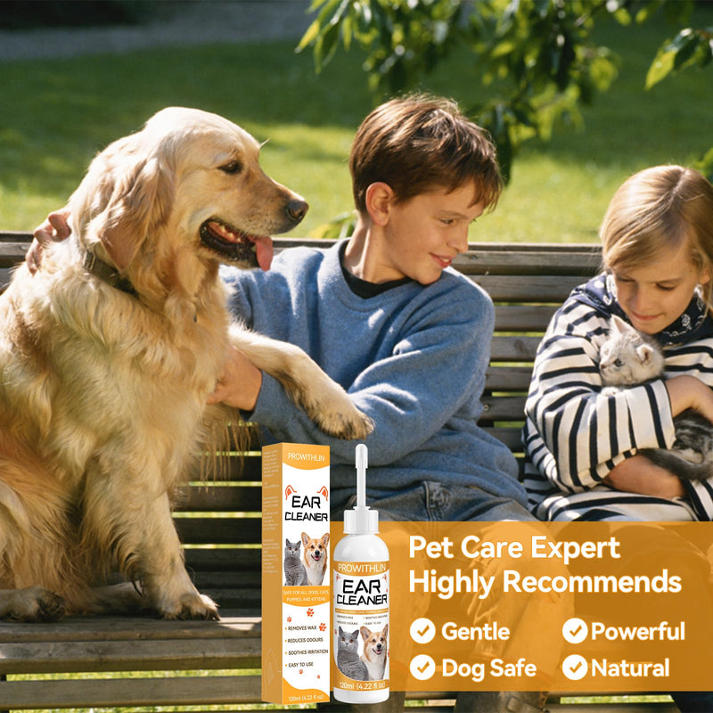 prowithlin Ear Cleaner Dogs (120 ml) - Removes wax and odors, stops head shaking and scratching - Gentle ear drops for dogs - Ear cleaner for all cats and dogs - BeesActive Australia