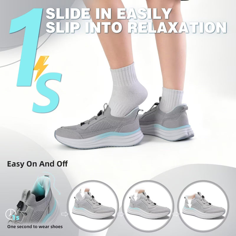 Women's Orthopedic Road Running Shoes: Comfortable Arch Supports Plantar Fasciitis Orthotic Athletic Sneakers, Casual Flat Feet High Arch Sports Walking Shoes for Foot Heel and Pain Relief 7.5 W2-grey Mint