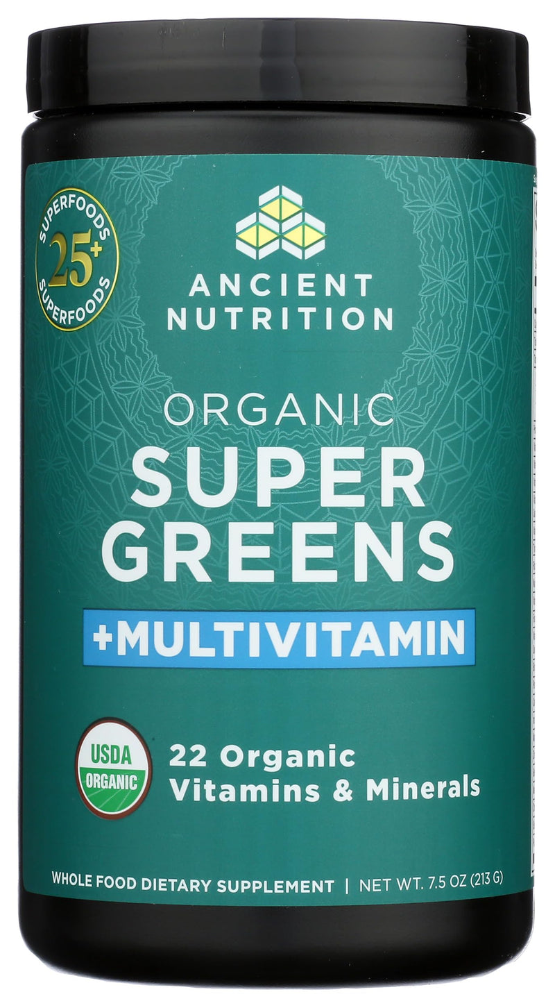 Ancient Nutrition Organic Multivitamin Supergreens Powder, 7.5 OZ 25 Servings (7.5 Ounce)