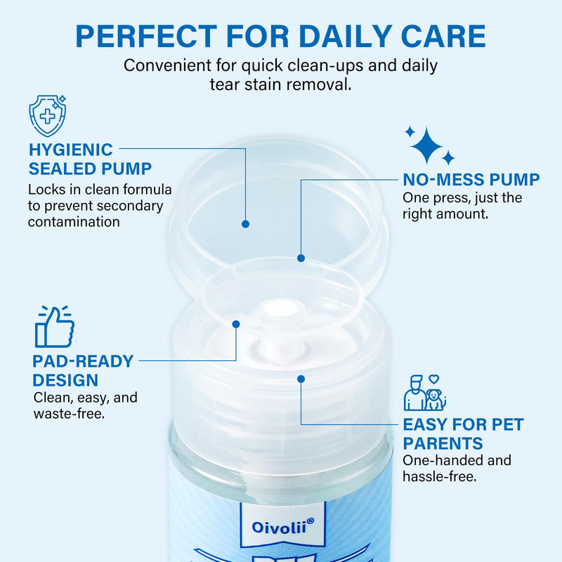 Natural Tear Stain Remover Liquid for Dogs and Cats – Gentle,Safe & Non-Irritating Formula Effective Cleans Pet Tear Stains Eye Debris, Discharge, Mucus Secretions
