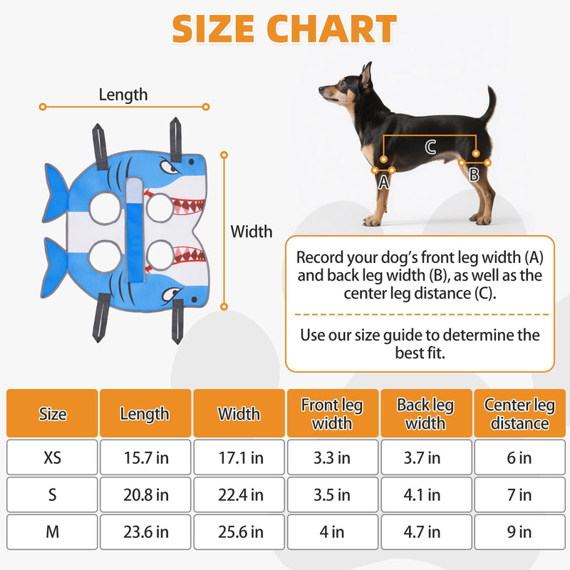 Dog Grooming Hammock for Small Dogs Cats, Cute Shark Design Dog Hanging Harness for Nail Trimming/Clipping, Pet Sling with Grooming Kit and Thick Neck Support & Strap Restraint Claw Care, S Blue Shark