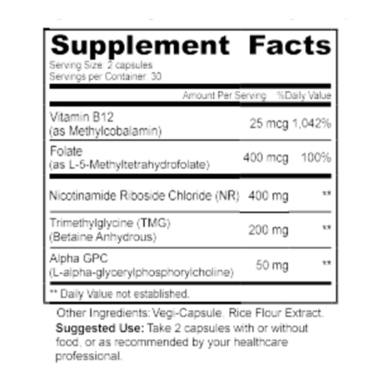 SHED NAD+ Supplement Vitality Complex with Nicotinamide Riboside (NR), Alpha-GPC, TMG & Methylated B Vitamins – Supports Energy, Focus, Cellular Health & Aging – 60 Capsules