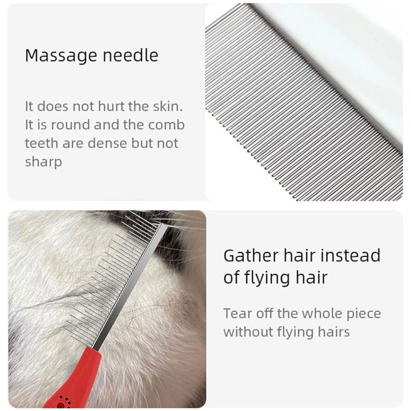 Cat fur comb, dog detangling comb, dog comb, combination comb for dogs, brush against fleas undercoat, cat comb with double-sided metal rounded teeth, flea comb for cats, cat comb, 2 pieces, red + blue - BeesActive Australia