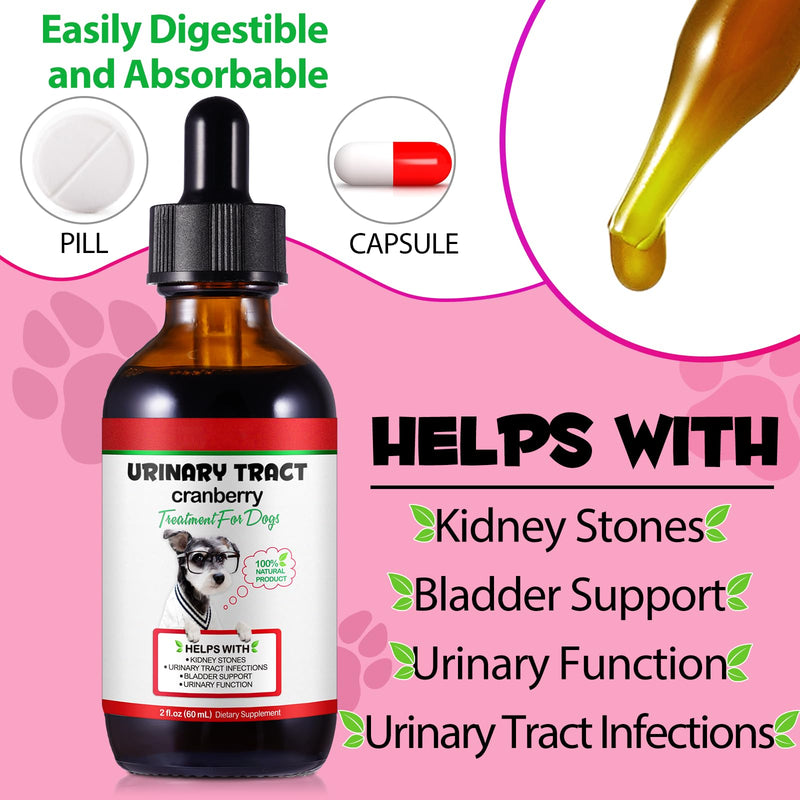 Dog Uti Treatment, Dog Urinary Tract Infection Treatment, Urinary Tract for Dogs with Cranberry Extract 60ML