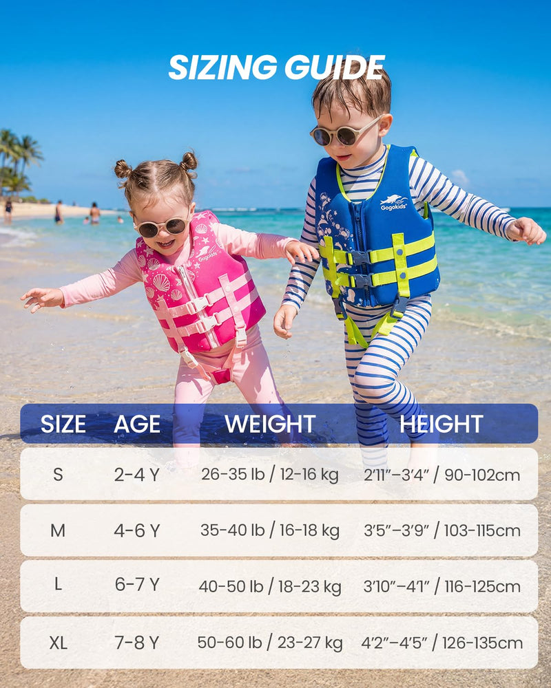 Gogokids Toddler Swim Vest, Kids Floaties – Boys & Girls Buoyancy Jacket for Pool & Beach, Fits 2-8 Years / 22-60 lbs Pink Dolphin S (2-4 Years) - BeesActive Australia