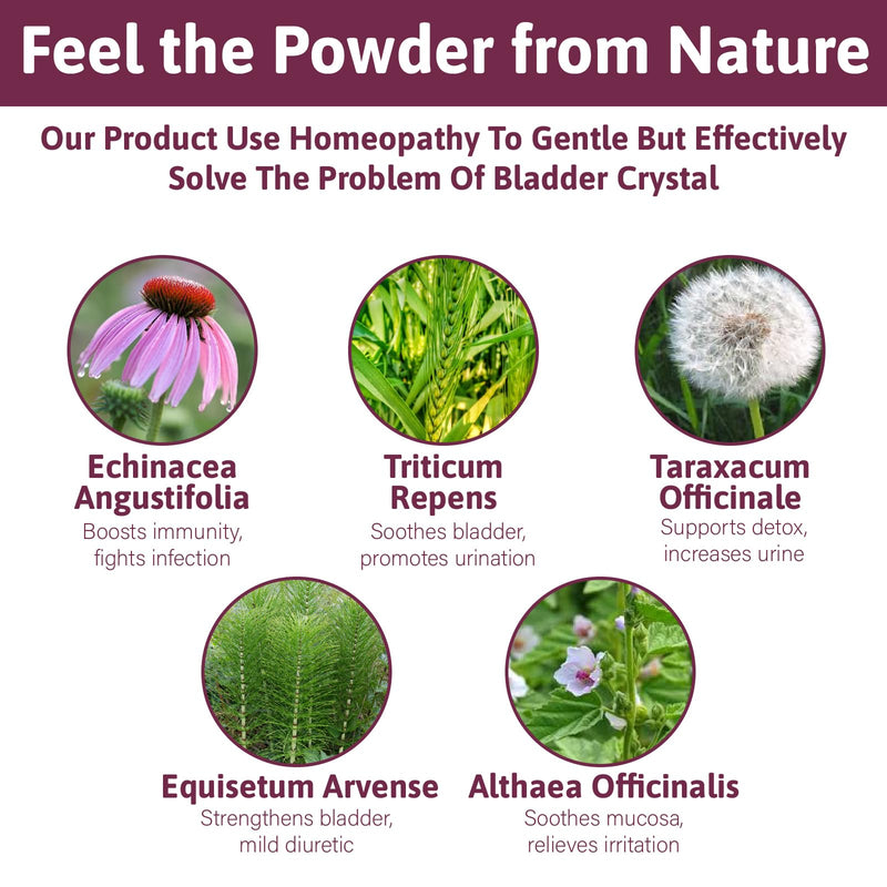 Cat Bladder Crystals Treatment, Urinary Tract Support Cat UTI Treatment, Natural Herbal Formula Supplement for Dogs, Homeopathy Powder Formula, 100g