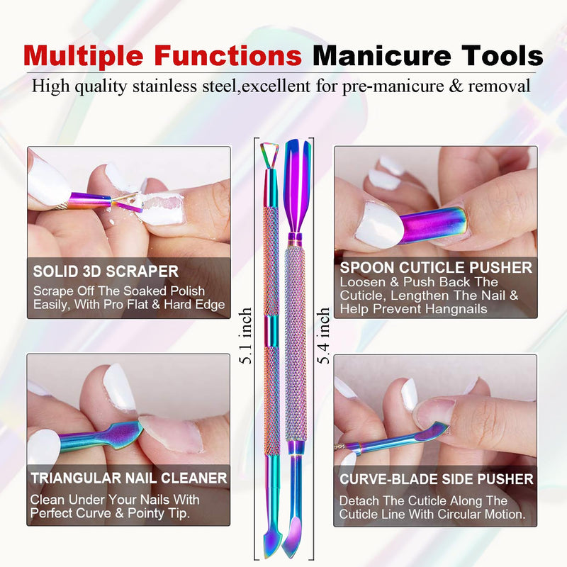 2PCs Gel Nail Polish Remover - 30ML,Fast & Easy, with Roller Cuticle Oil, No Need to Wrap and Soak, Remove Gel Polish in 2-5 Minutes at Home, No Damage to Nails, with Cuticle Pusher Tool,Nail File 2PCs Gel Remover & Cuticle Oil & Manicure Tools