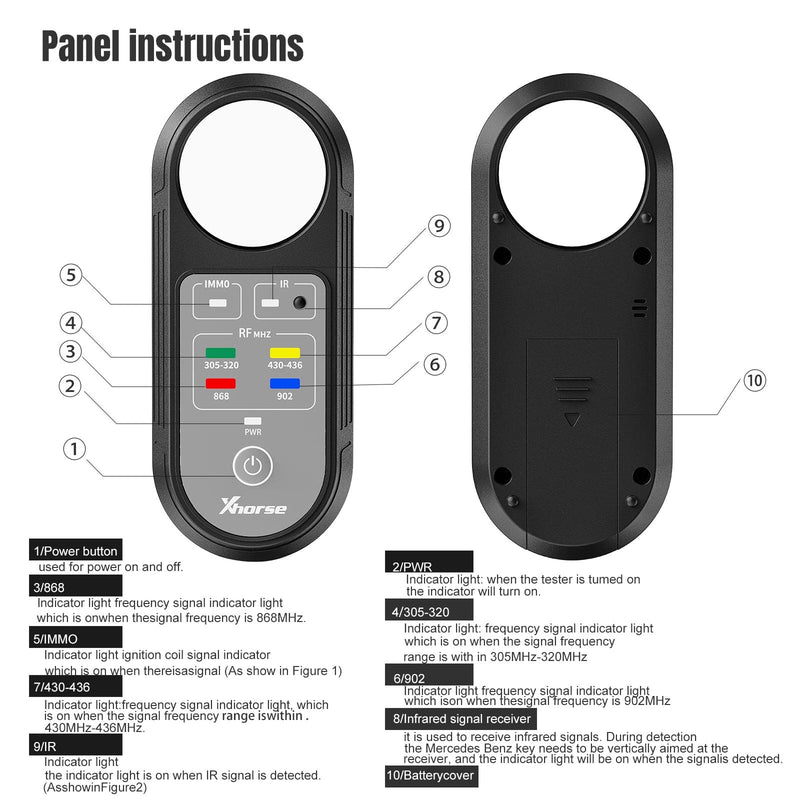 Xhorse Remote Key Frequency Tester Tool, 2024 XDRT20 Remote Tester 315/433/868/902Mhz Infrared Signal Detection L New - BeesActive Australia