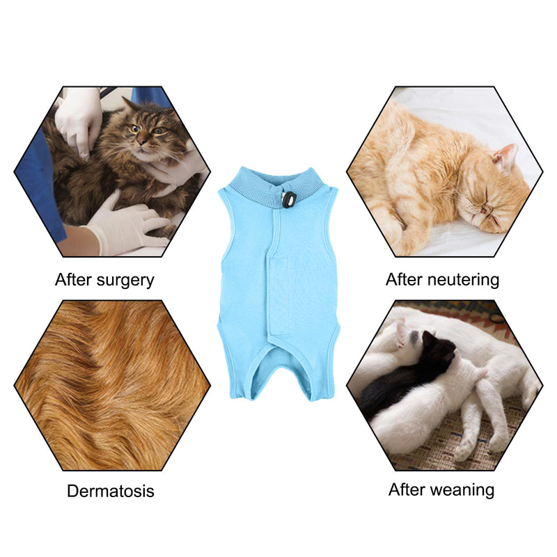 Amexo Cat Bodysuit Post-Op One-Piece for Cat Recovery Professional Recovery Suit for Cats and Dogs E-Collar Alternative Recovery Suit for Pets (Blue, M) Blue - BeesActive Australia