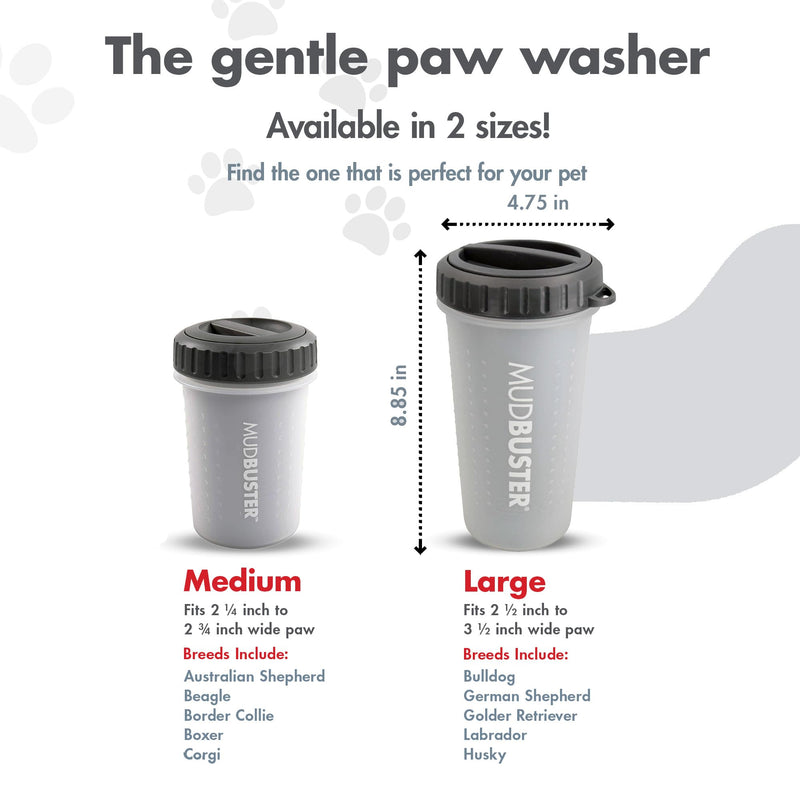 Dexas MudBuster Portable Dog Paw Cleaner with Lid, L, Light Gray Large with Lid - BeesActive Australia