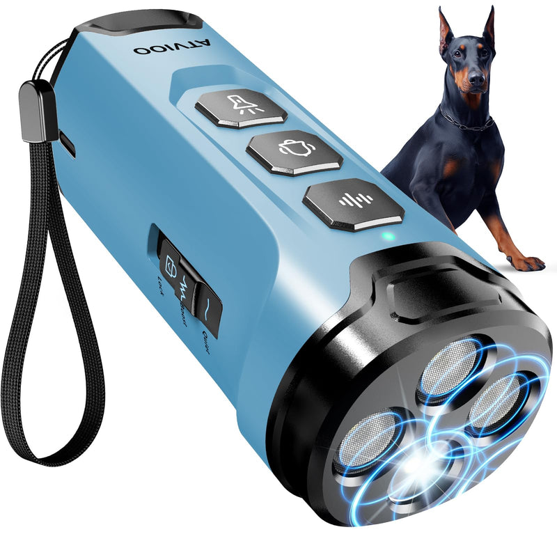 Dog Bark Deterrent Devices - Humane & Effective Training Dog, Stop No More Barking with 3X Ultrasonic Emitters (Light Blue)