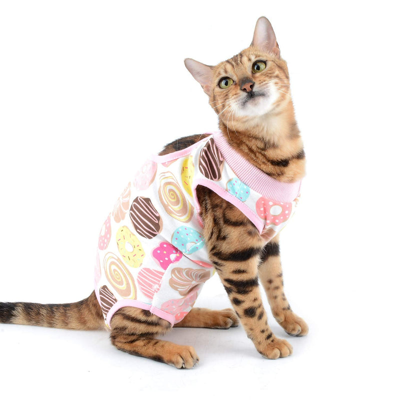 SELMAI Medical Pet Shirt Cat Bodysuit for Dogs After Surgery Dog Castration Soft Cotton E-Collar Alternative for Pets Nursing Clothing Wound Protection Prevent Licking Skin Diseases Pink L donut - BeesActive Australia
