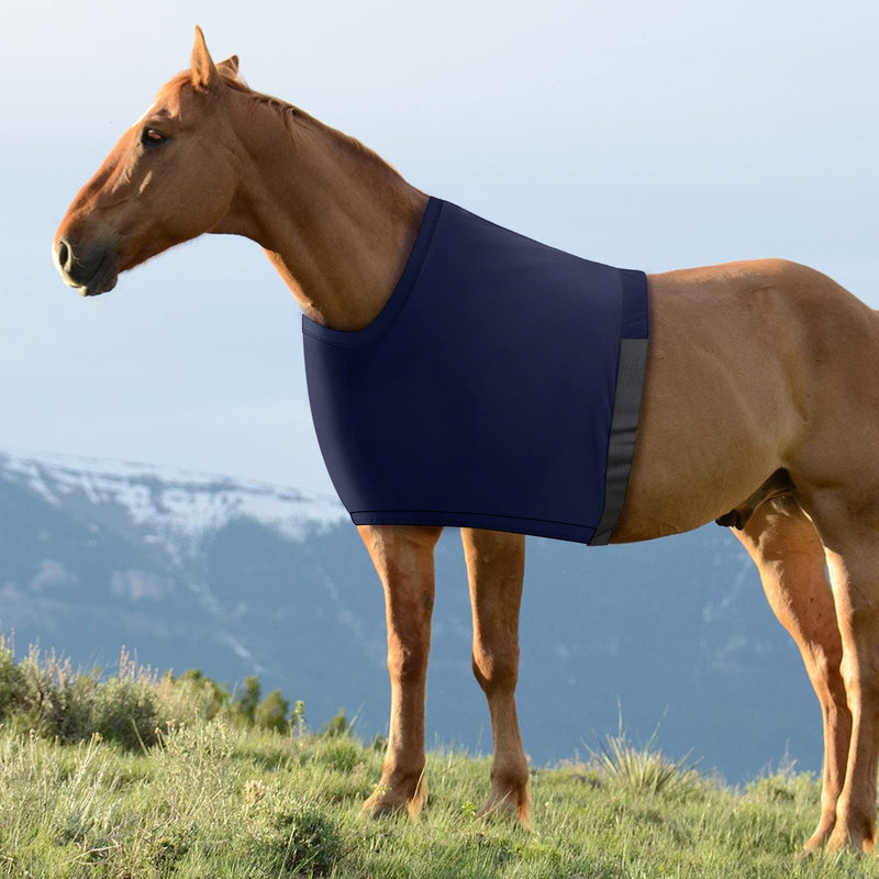 Horse Shoulder Guard, High Elastic Spandex Fabric Horse Vest - Anti-Rub Bib - Navy Blue(Size M) Medium - BeesActive Australia