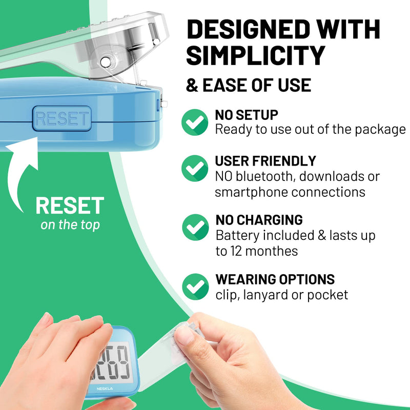 3D Pedometer for Walking, Simple Step Counter with Large Digital Display, Step Tracker with Removable Clip Lanyard, Accurately Track Steps for Men Women Kids Adults Seniors - BeesActive Australia